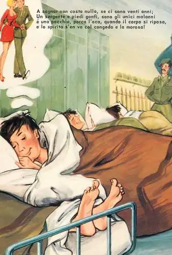 Comic caricature soldier wet dream