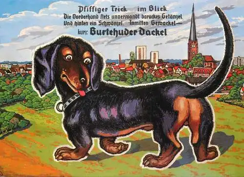Comic caricature dog Burtehuder Dackel