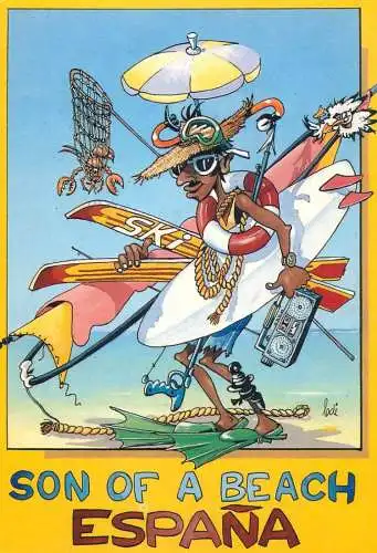 Comic caricature son of a beach Espana 1989
