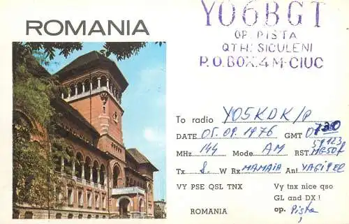 Romania radio amateur QSL card Y06BGT op. Pista Siculeni Y05KDK