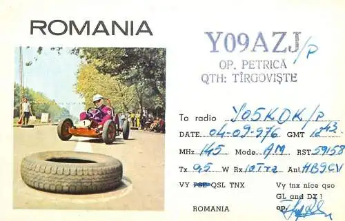 Romania radio amateur QSL card Y09AZJ op. Petrica Targoviste Y05KDK