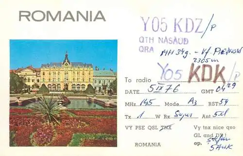 Romania radio amateur QSL card Y07KDZ Nasaud Y05KDK