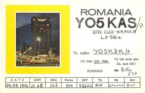 Romania radio amateur QSL card Y05KAS Cluj Napoca Y05KDK