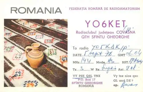 Romania radio amateur QSL card Y06KET Sfantu Gheorghe Covasna Y05KDK