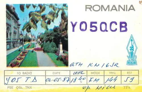 Romania radio amateur QSL card Y05QCB op. Nicu