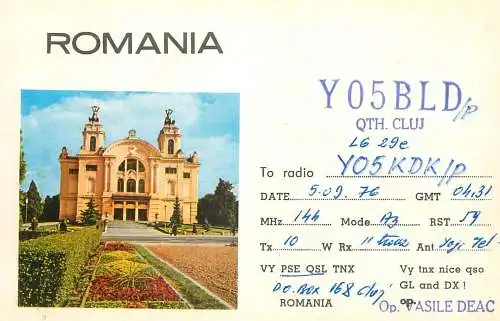 Romania radio amateur QSL card Y05BLD Cluj Y05KDK