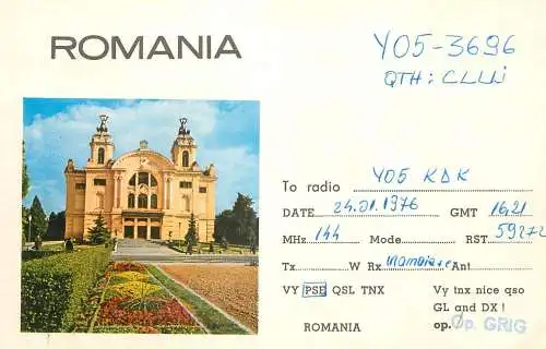 Romania radio amateur QSL card Y053696 Cluj Y05KDK
