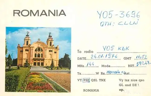 Romania radio amateur QSL card Y05-3696 Cluj Y05KDK