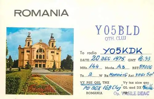 Romania radio amateur QSL card Y05BLD Cluj Y05KDK