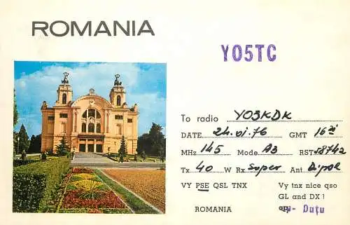 Romania radio amateur QSL card Y05TC Y05KDK