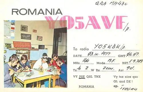 Romania radio amateur QSL card Y05AVP Y05KDK
