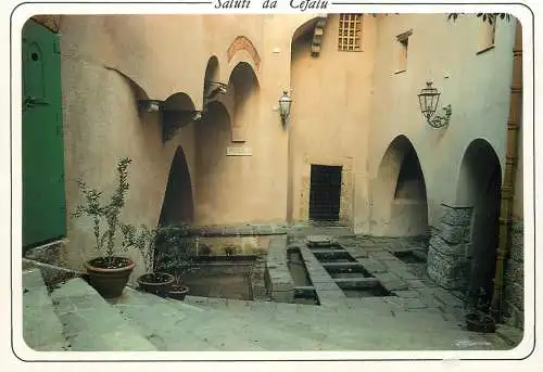 Postcard Italy Cefalu medieval wash house