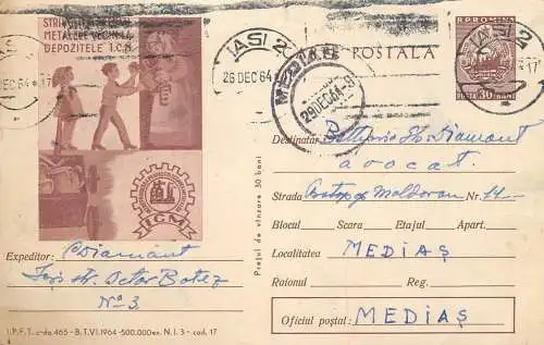 Romania postal stationery postcard Scrap metal ad 1964