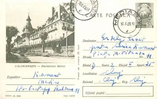 Romania postal stationery postcard Calimanesti 1968