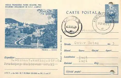 Romania postal stationery postcard vedere Predeal 1966