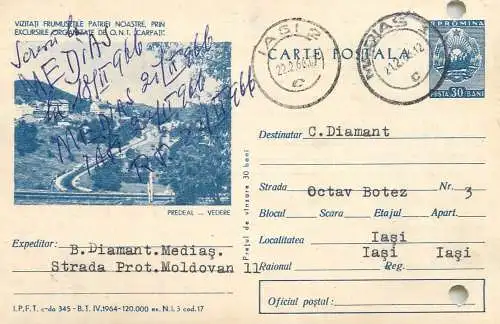 Romania postal stationery postcard Predeal resort 1966