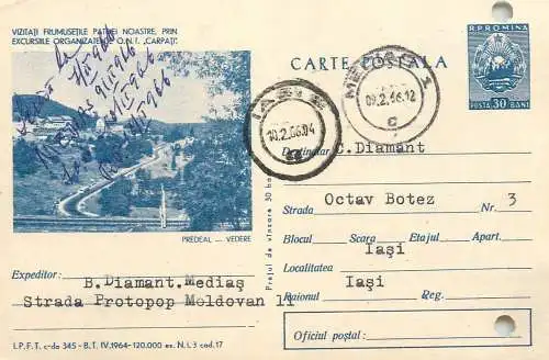 Romania postal stationery postcard Predeal resort 1966