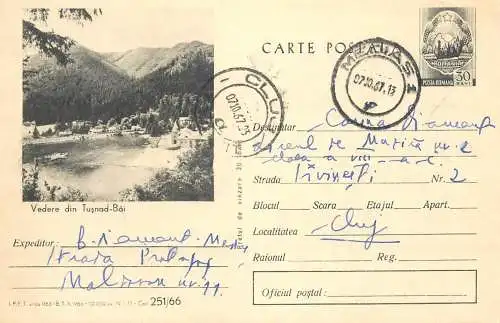 Romania postal stationery postcard Tusnad bai 1967