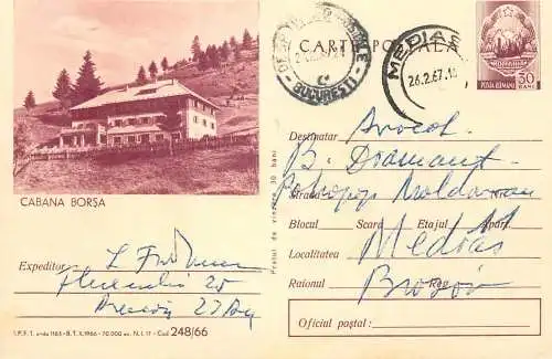 Romania postal stationery postcard cabana Borsa 1967