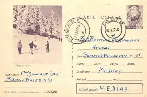 Romania postal stationery postcard peisaj de iarna