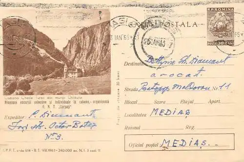 Romania postal stationery postcard cabana Cheile Turzii muntii Gilaului 1965