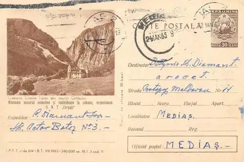 Romania postal stationery postcard cabana Cheile Turzii muntii Gilaului 1965