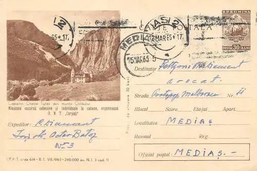 Romania postal stationery postcard cabana Cheile Turzii muntii Gilaului 1965