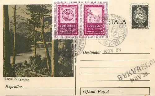 Romania postal stationery postcard lacul Scropoasa 1958