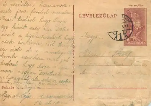 Hungary stationery card correspondence Marosvasarhely Haynal Joszef