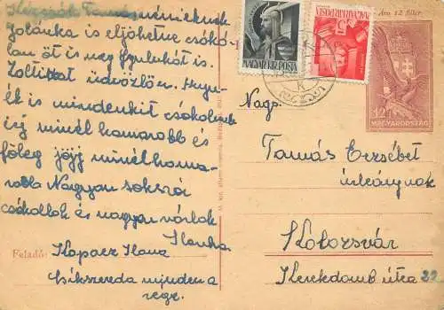 Hungary stationery card correspondence Tamas Erzsebet Kolozsvar 1921
