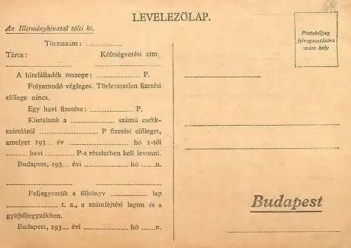 Hungary stationery card correspondence Budapest 1939
