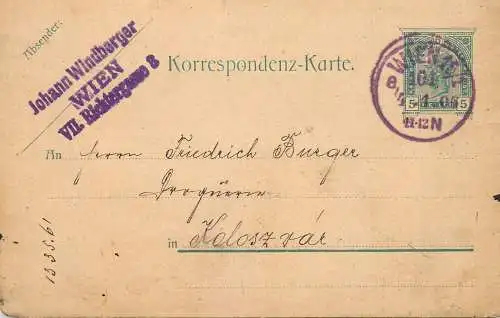 Hungary stationery card correspondence Koloszvar famm. Friedrich Burger 1906