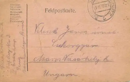 Hungary stationery card correspondence Vilcsek Ferencz 1912