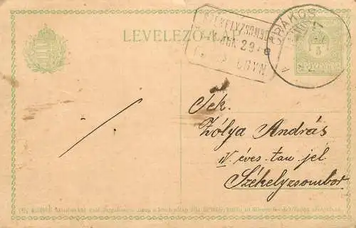Hungary stationery card correspondence Kolya Andras Szekelyszombot 1914
