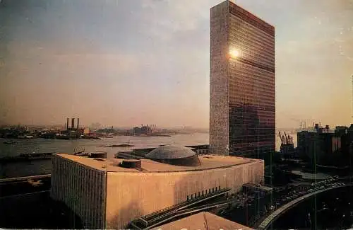 USA New York City United Nations headquarters night view