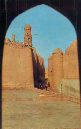 Uzbekistan Khiva street near Tash-khauli palace