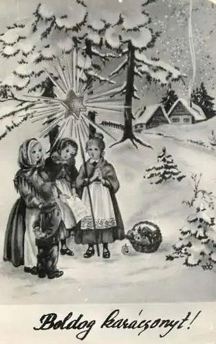 Christmas greetings black and white illustration