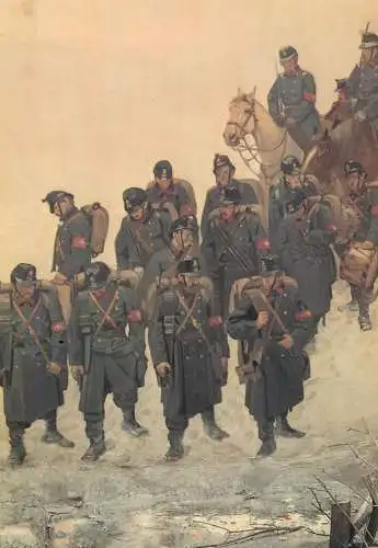 The Bernese Battalion 18 arrives in Les Verrieres detail from the Bourbaki panorama by Edouard Castres in Lucerne