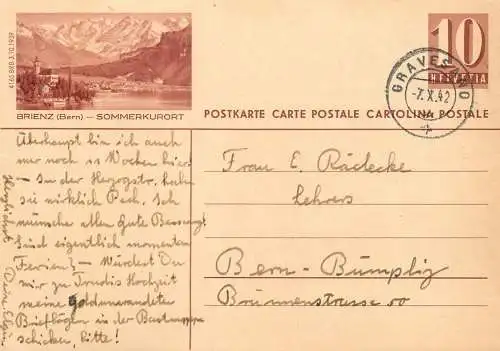 Schweiz Brienz Bern Sommerkurort 1942
