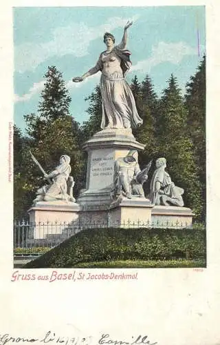 Gruss aus Basel St. Jacobs Denkmal 1903