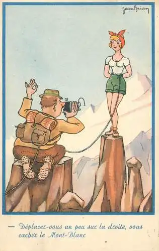 Humor signed Jean Brian caricature climbing risk model