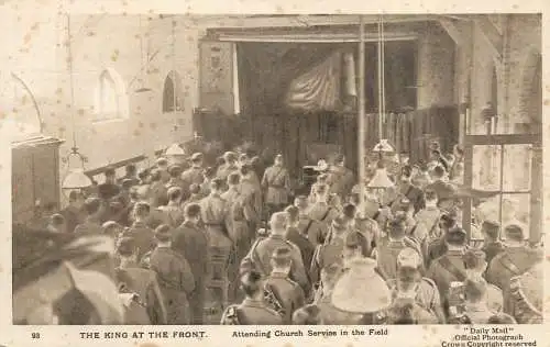 The King at the front attending church service in the field