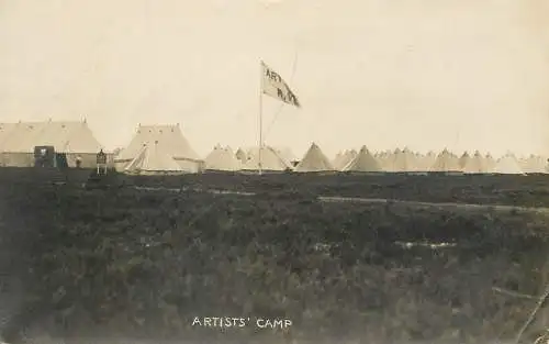 Military artists` camp real photo postcard Aldershot