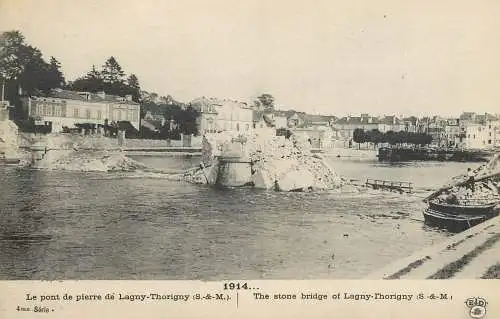 War disaster 1914 le pont de pierre de Lagny-Thoringny