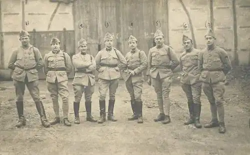 Military soldiers regimental souvenir photo postcard France 1920