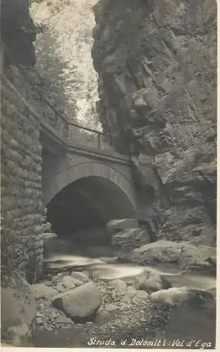 Strada d. Dolomiti Val d`Ega cartolina postale vera fotografia