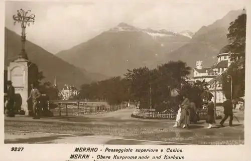 Merano passeggiata superiore a Casino cartolina postale vera fotografia