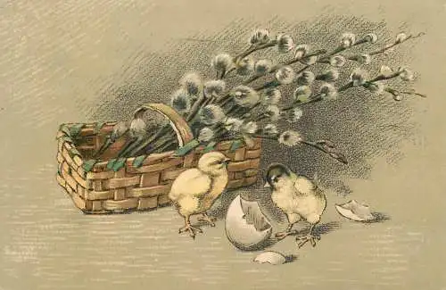 Drawn Easter chicks 1926 Romania