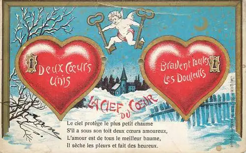 Deux coeurs unis le clef cu coeur Jacques Brien cpa