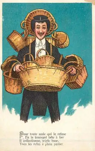 Humour homme avec paniers caricature France